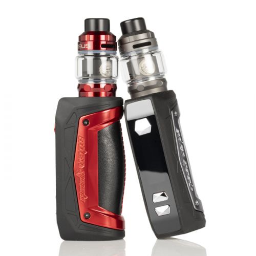 geek vape aegis max 100w starter kit side and tilted front view