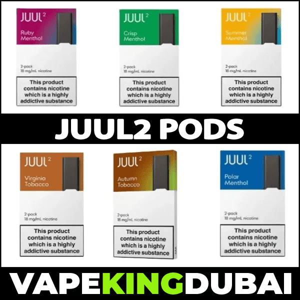 A variety of JUUL 2 Pods in different flavors, displayed in colorful packaging