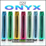 Pod Salt Onyx 4000 Puffs Disposable Vape with 20mg/ml nicotine, 8.5ml e-liquid, and 1400mAh battery. Enjoy up to 4000 puffs for 40 AED.