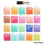 A selection of Elf Bar PI9000 disposable vapes in various flavors, including Strawberry Mango, Triple Mango, Coconut Watermelon, and more, available at Vape Dubai.