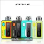 Rincoe Jellybox XS pod system in vibrant yellow, black, teal, and mint green — featuring digital display, side-fill pods, and compact design. VapeKingDubai
