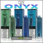 Pod Salt Onyx Cloud 25000 disposable vape featuring sleek design, multiple flavors, 20ml e-liquid capacity, and high-performance DTL vaping experience.