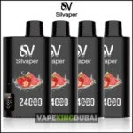 SILVAPER 24000 disposable vape featuring a sleek black design with refreshing watermelon and strawberry flavor, ultra-high puff capacity, and premium long-lasting performance for smooth, satisfying vaping.