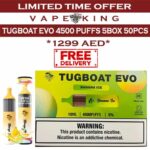 Tugboat EVO 4500 Disposable Vape with 850mAh battery and 10ml e-juice for up to 4500 puffs.