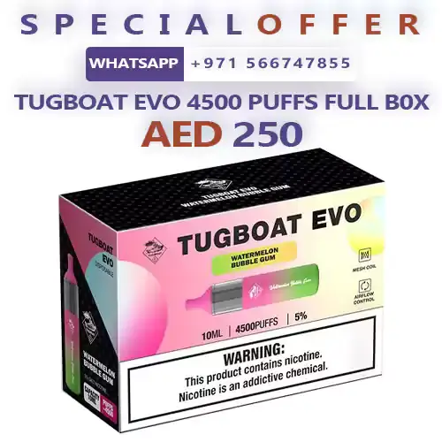 buy-vape-dubai-special-offer-TUGBOAT-EVO-4500-PUFFS-FULL-B0X.webp TUGBOAT EVO 4500 PUFFS FULL BOX 10PCS OFFER - Image 1