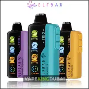 ELF BAR Trio 40000 Puffs Disposable Vape with smart display and multiple flavors, high-capacity disposable vape device designed for long-lasting performance in Dubai.