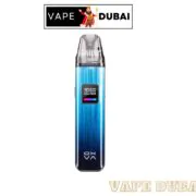 OXVA XLIM Pro Pod Kit 30W is a sleek and compact vaping device with a blue gradient body, digital display showing wattage and battery life, topped with a clear pod